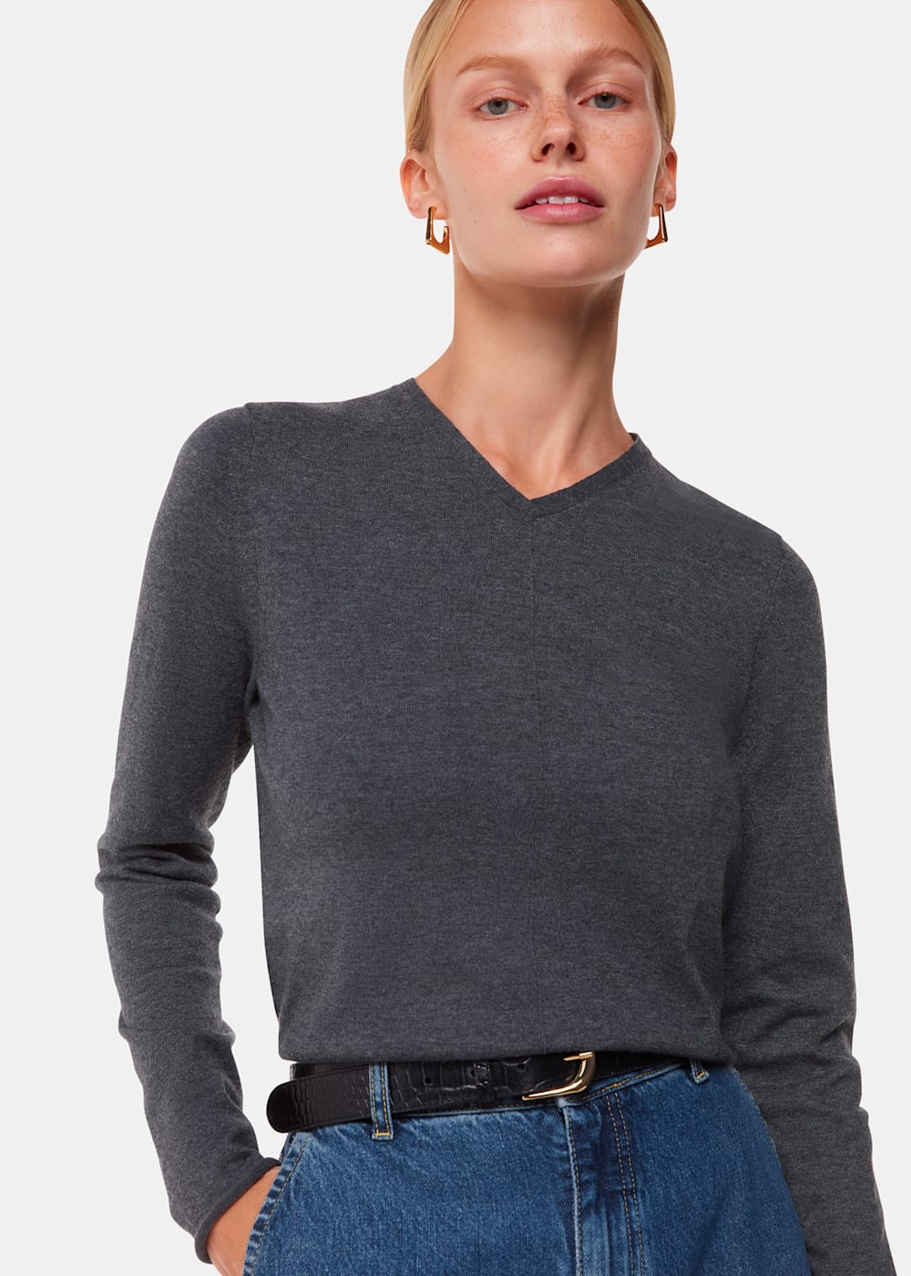 Charcoal grey v neck sweater hotsell