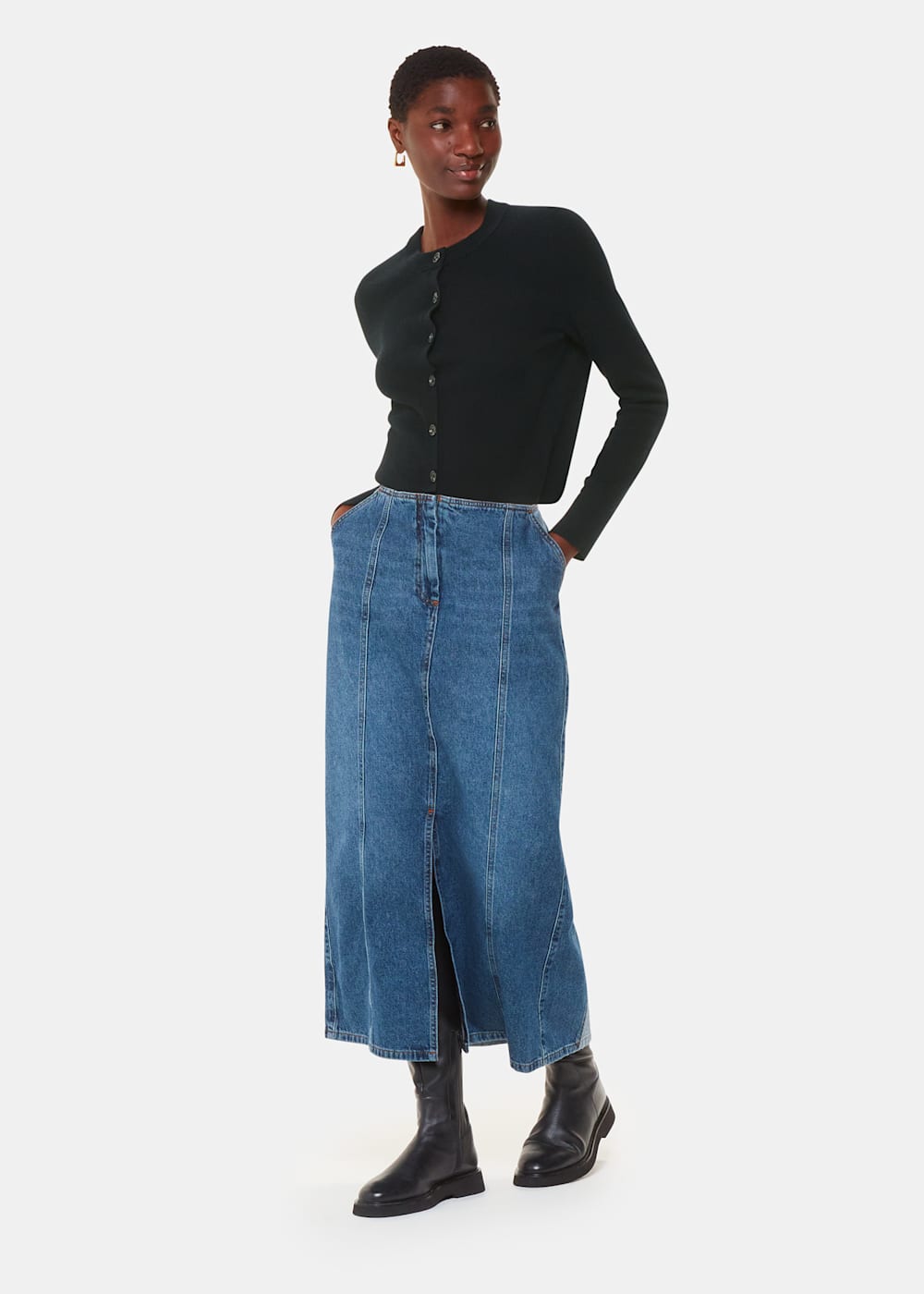 Cropped sweater and jeans sales