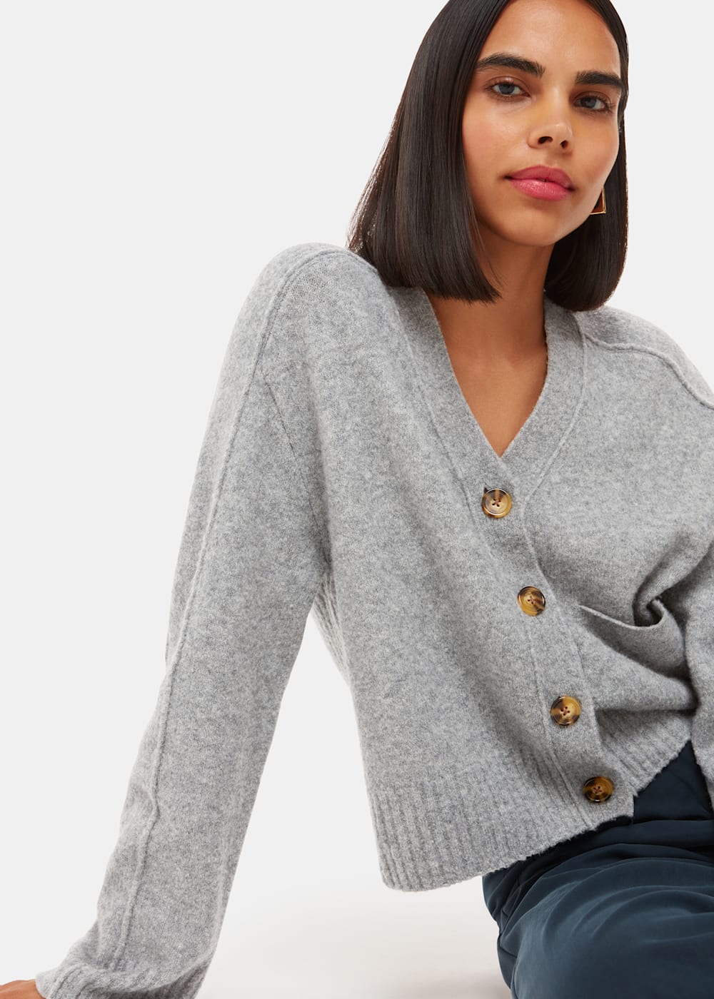 Whistles Wool Mix Pocket Cardigan Whistles Wool Mix Pocket Cardigan