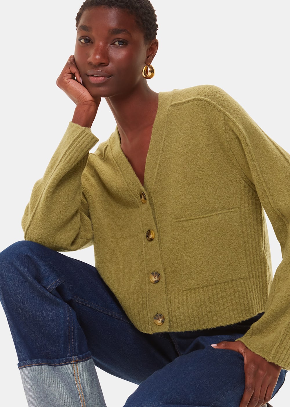 Whistles Wool Mix Pocket Cardigan Whistles Wool Mix Pocket Cardigan