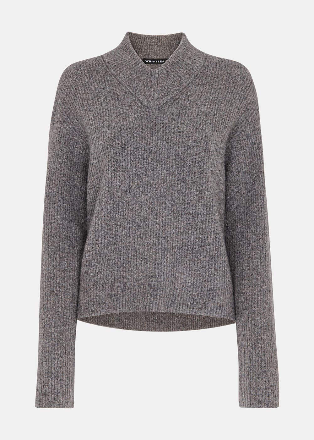 Women's Gray V Neck Wool Mix Sweater | Whistles US | Women's Gray V Neck Wool Mix Sweater | Whistles US |