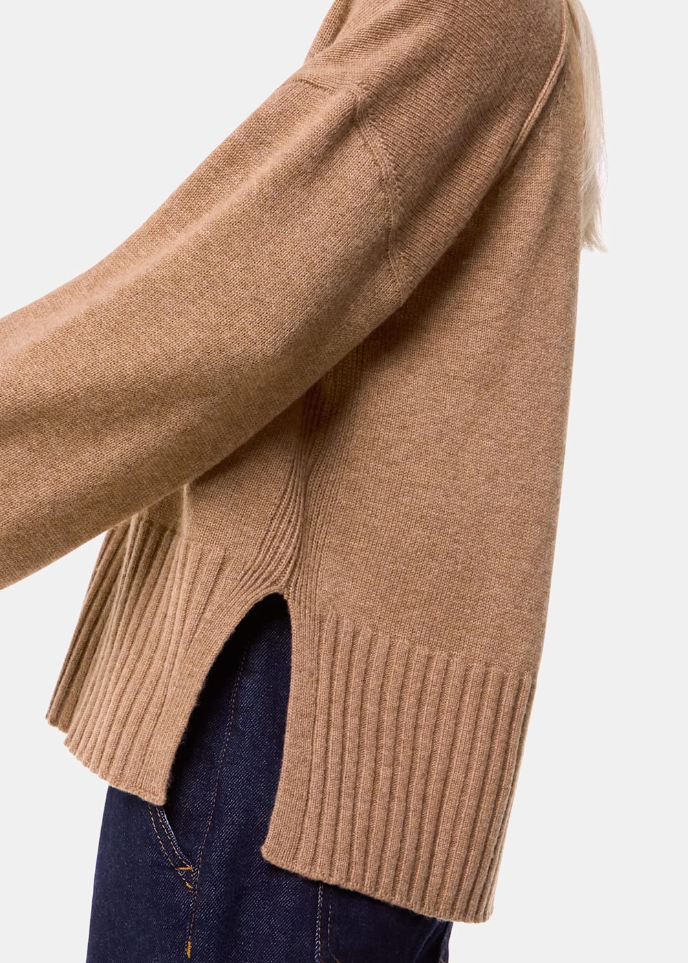Camel Cashmere Blend Ribbed Cardigan | WHISTLES | Whistles UK |