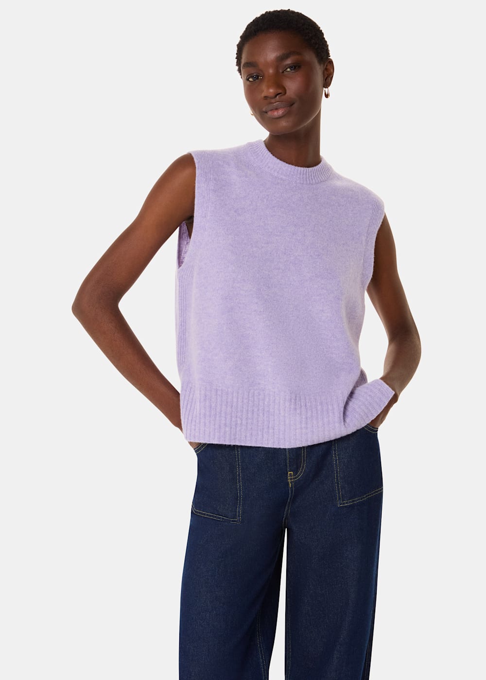 Women's Lilac Wool Sleeveless Sweater Vest | Whistles US | Women's Lilac Wool Sleeveless Sweater Vest | Whistles US |