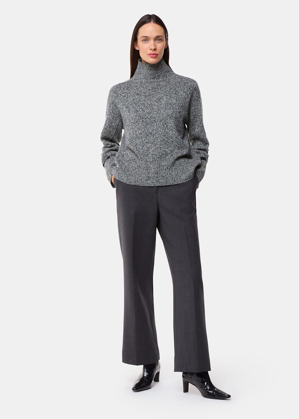 Women's gray mock turtleneck cheap