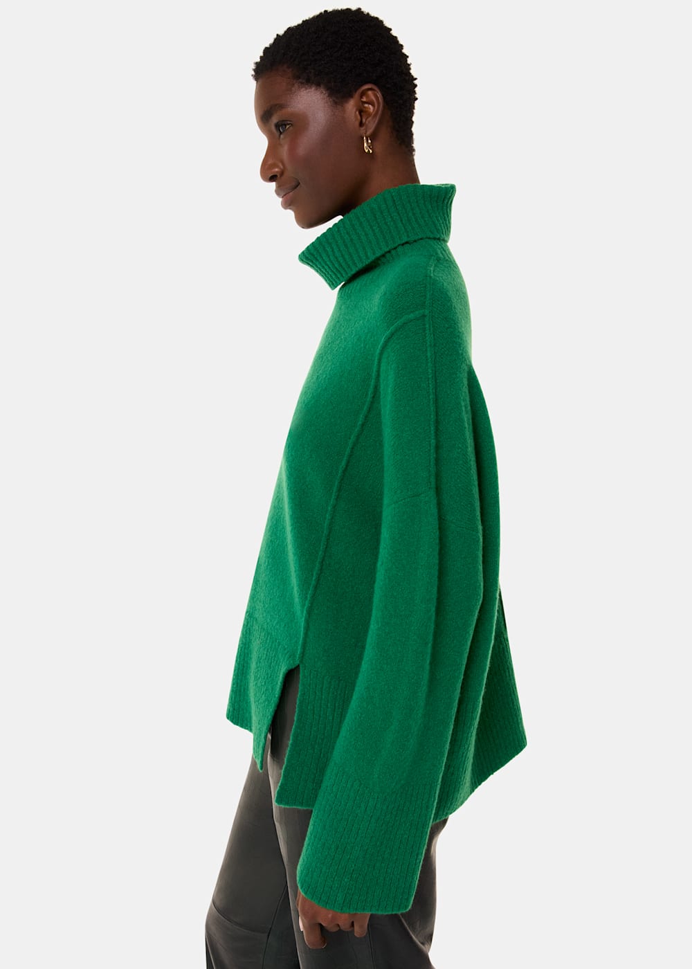 Women's Green Wool Mix Turtleneck Sweater | Whistles US | Women's Green Wool Mix Turtleneck Sweater | Whistles US |