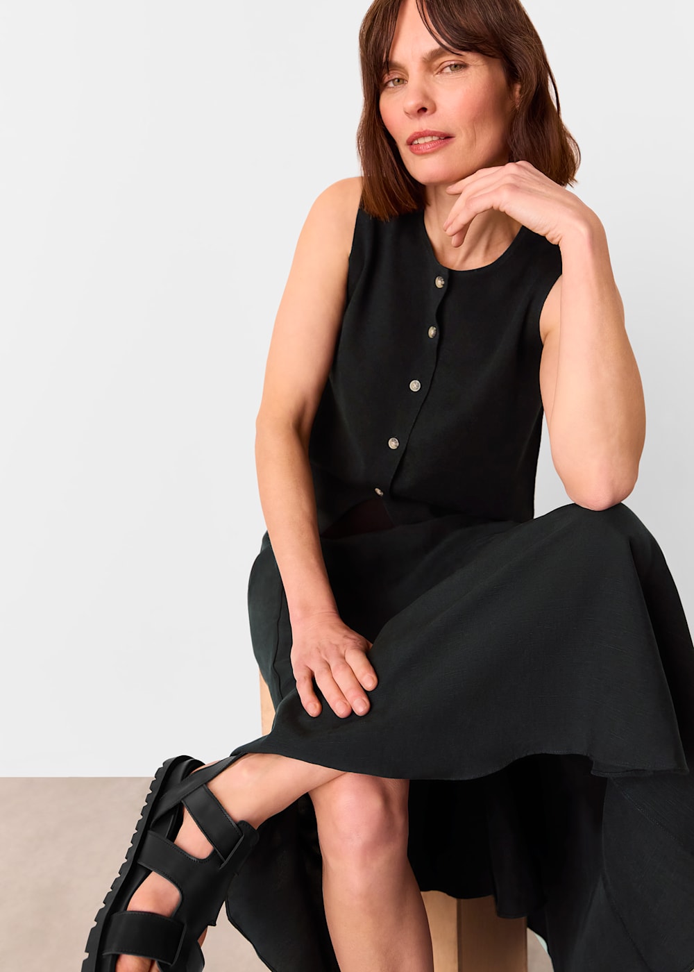 Whistles Black Lucy Button Front Knit Tank Whistles Black Lucy Button Front Knit Tank