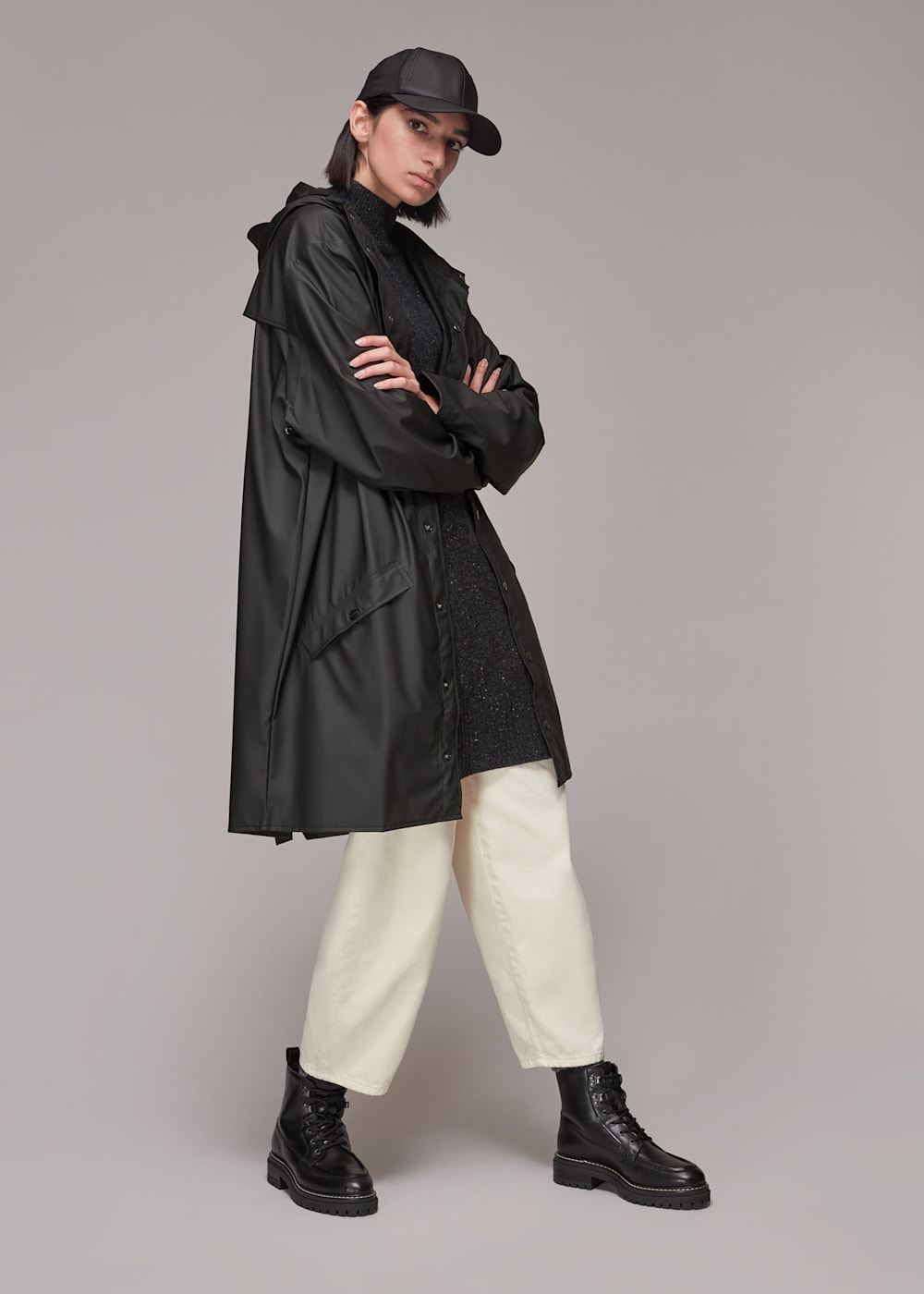 Black Rains Long Jacket WHISTLES Whistles UK