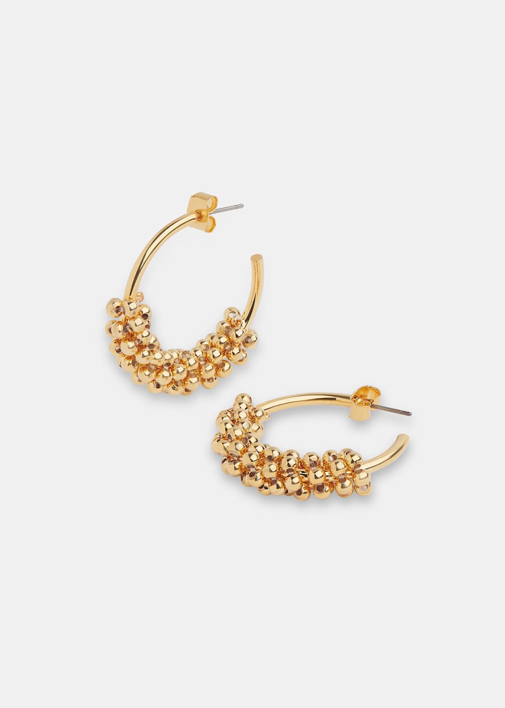 Gold Seed Bead Half Hoop Earring