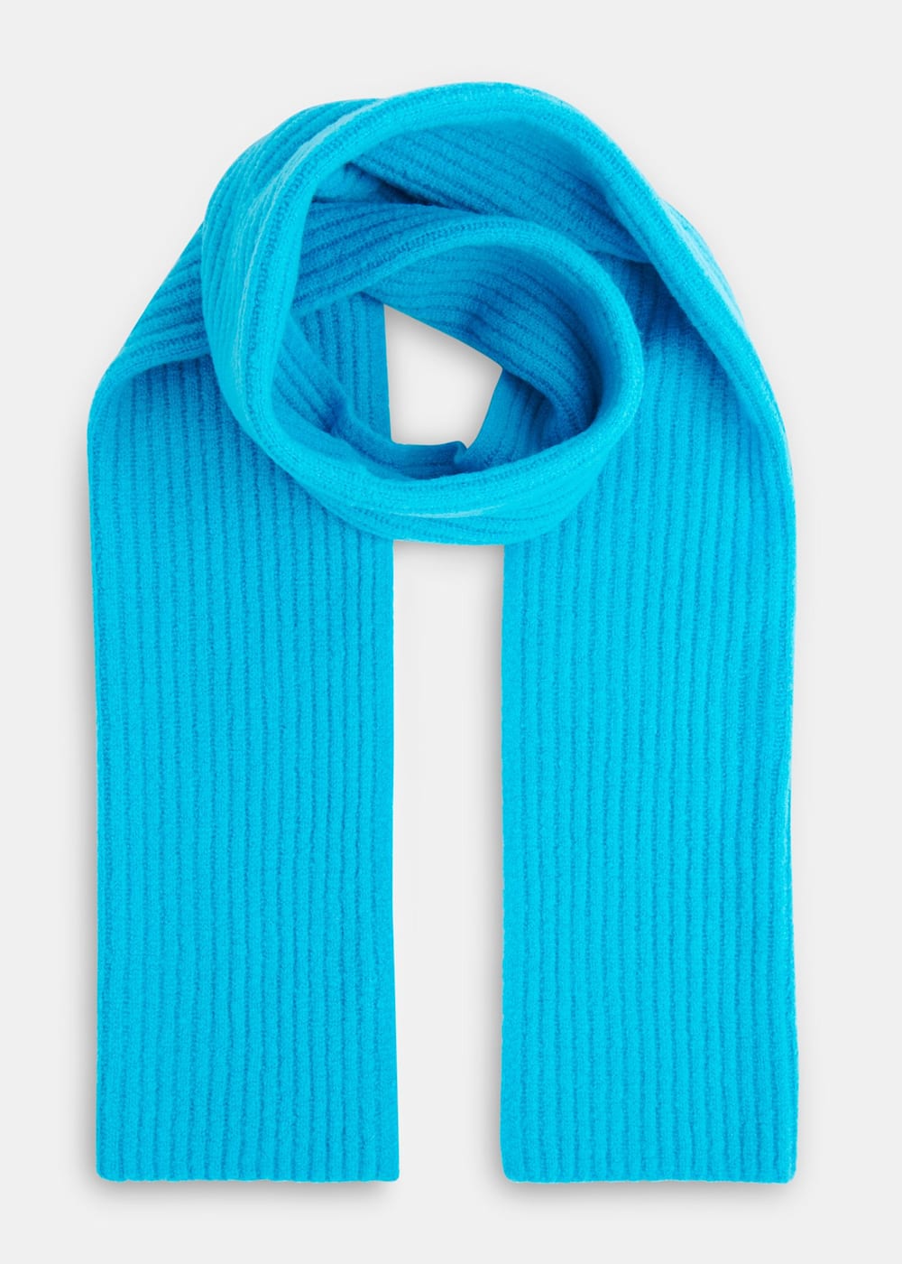 Turquoise Wool Mix Rib Scarf | WHISTLES | Whistles ROW | Turquoise Wool Mix Rib Scarf | WHISTLES | Whistles ROW |