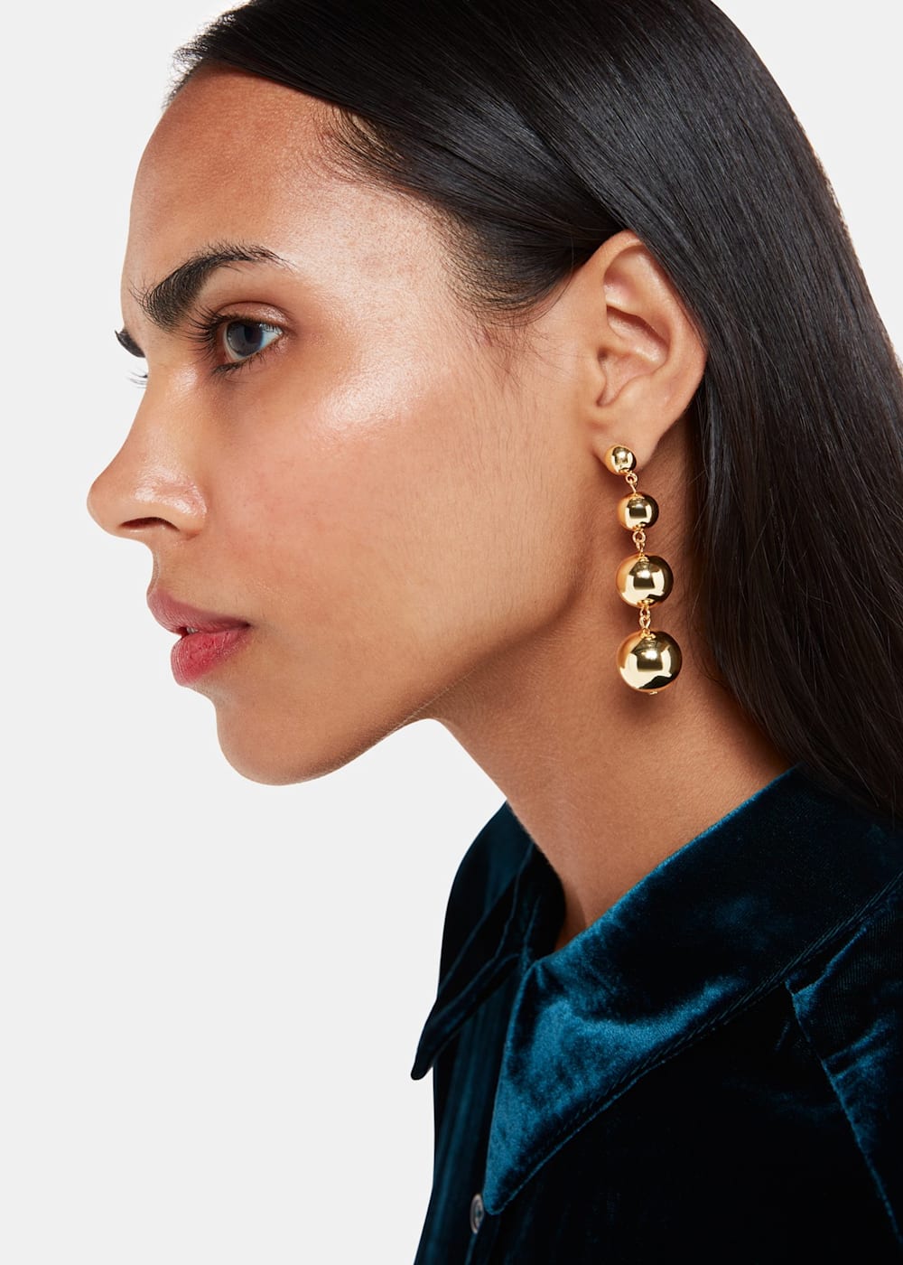 Gold Sphere Drop Earring