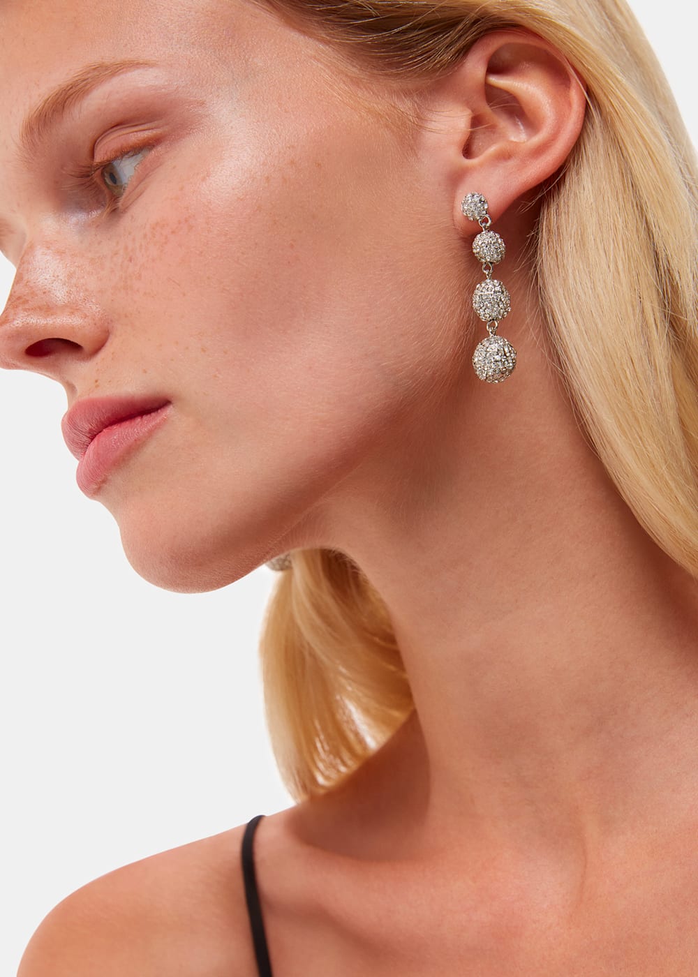 Silver drop diamante earrings hot sale