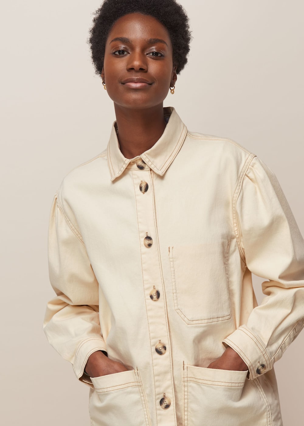 Ivory LF Markey Puff Sleeve Jacket WHISTLES Whistles UK