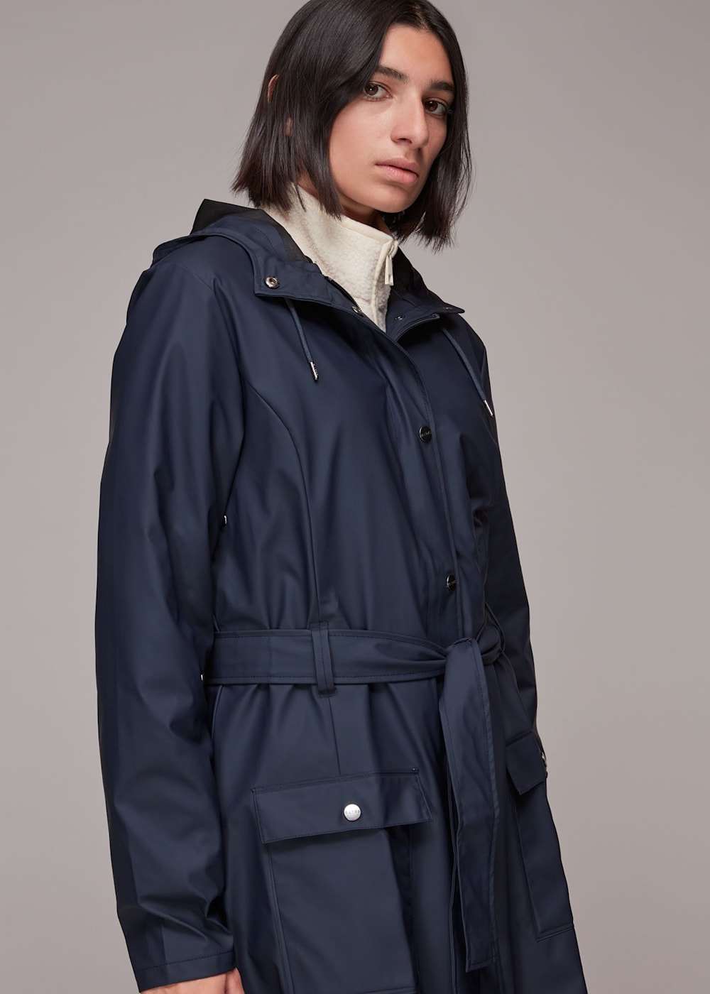 Navy Rains Curve Jacket WHISTLES Whistles UK