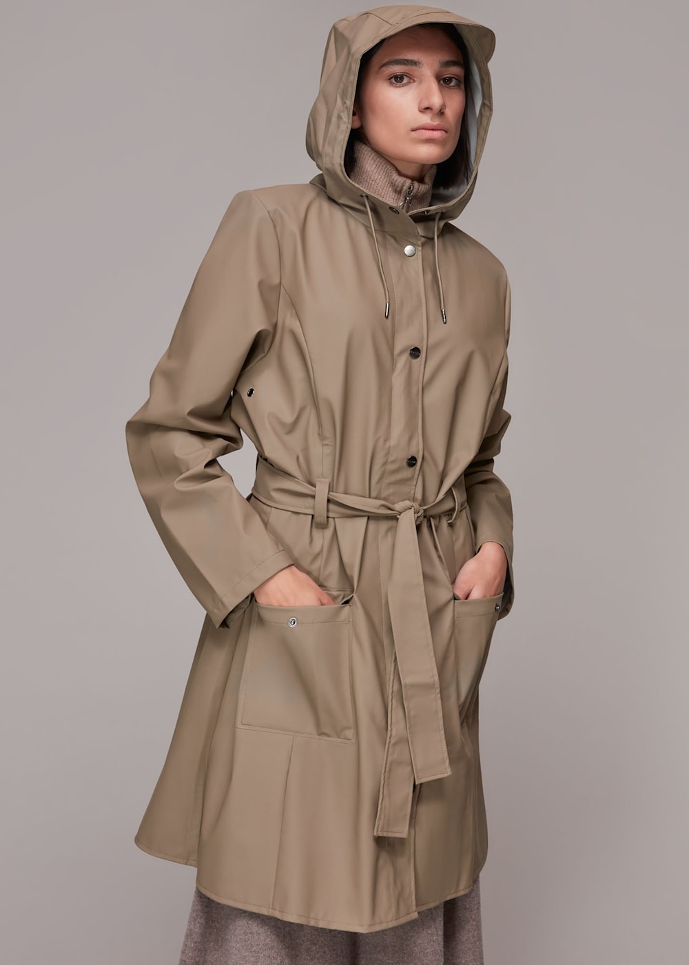 Taupe Rains Curve Jacket WHISTLES Whistles UK
