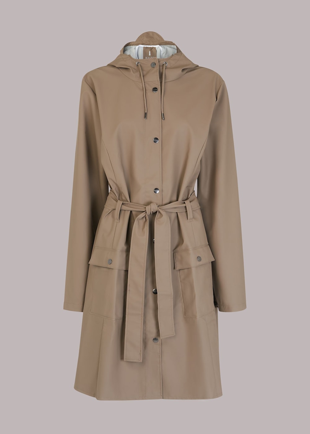 Taupe Rains Curve Jacket | WHISTLES | Whistles US |