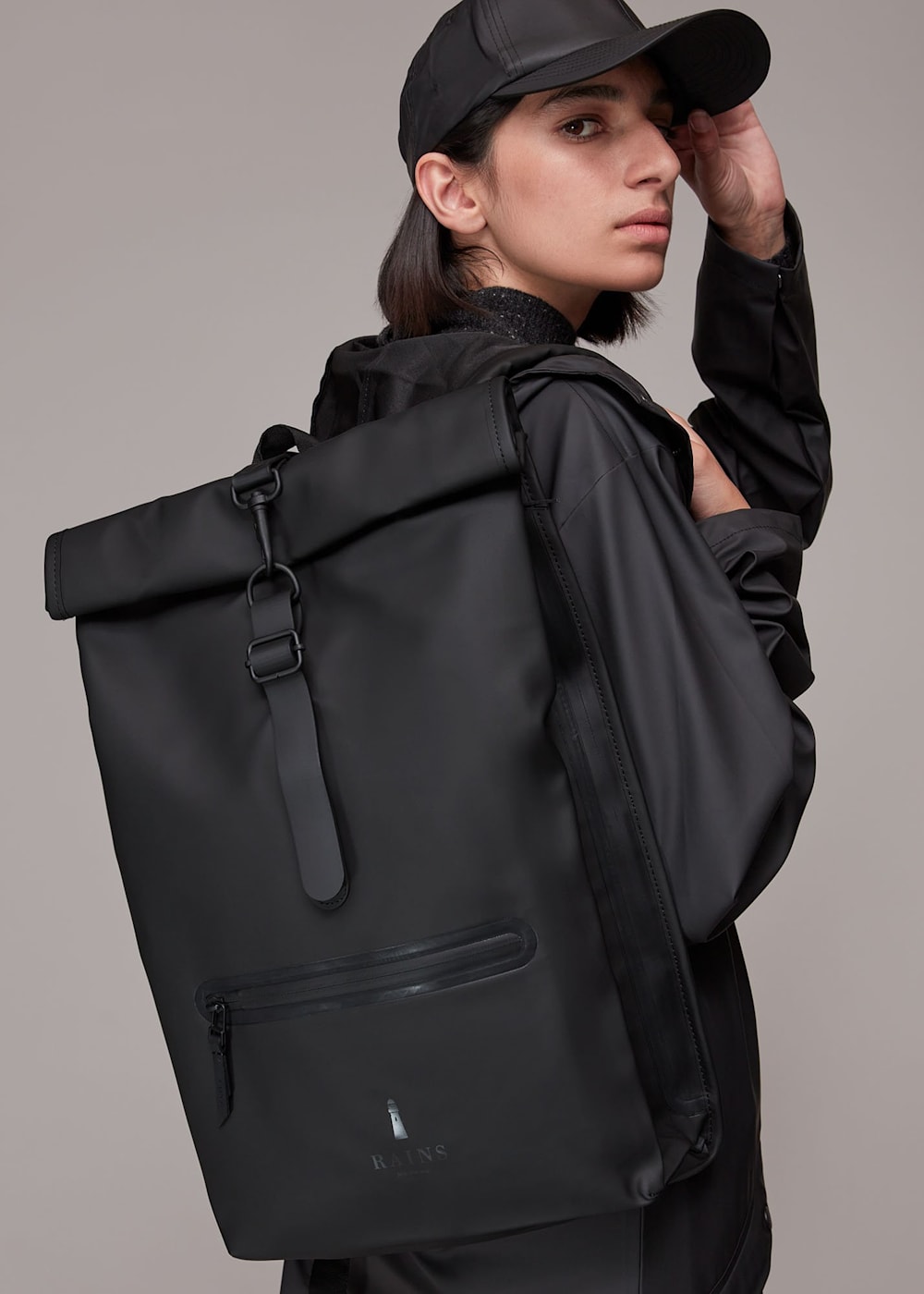 Black Rains Roll Top Rucksack WHISTLES Whistles UK