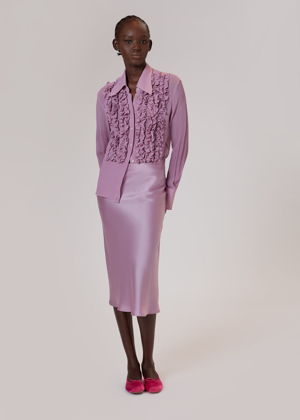 Lilac Whistles X Hai Ruffle Blouse | WHISTLES | Whistles US |