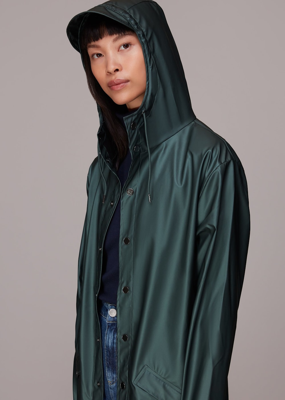 Dark Green Rains Jacket WHISTLES Whistles UK