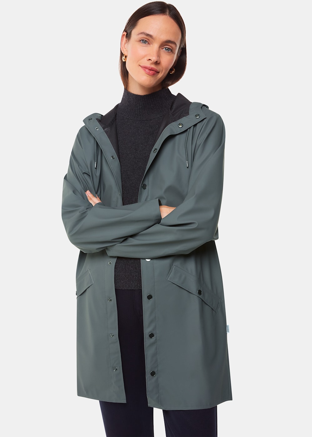 Dark Grey Rains Long Jacket WHISTLES Whistles UK