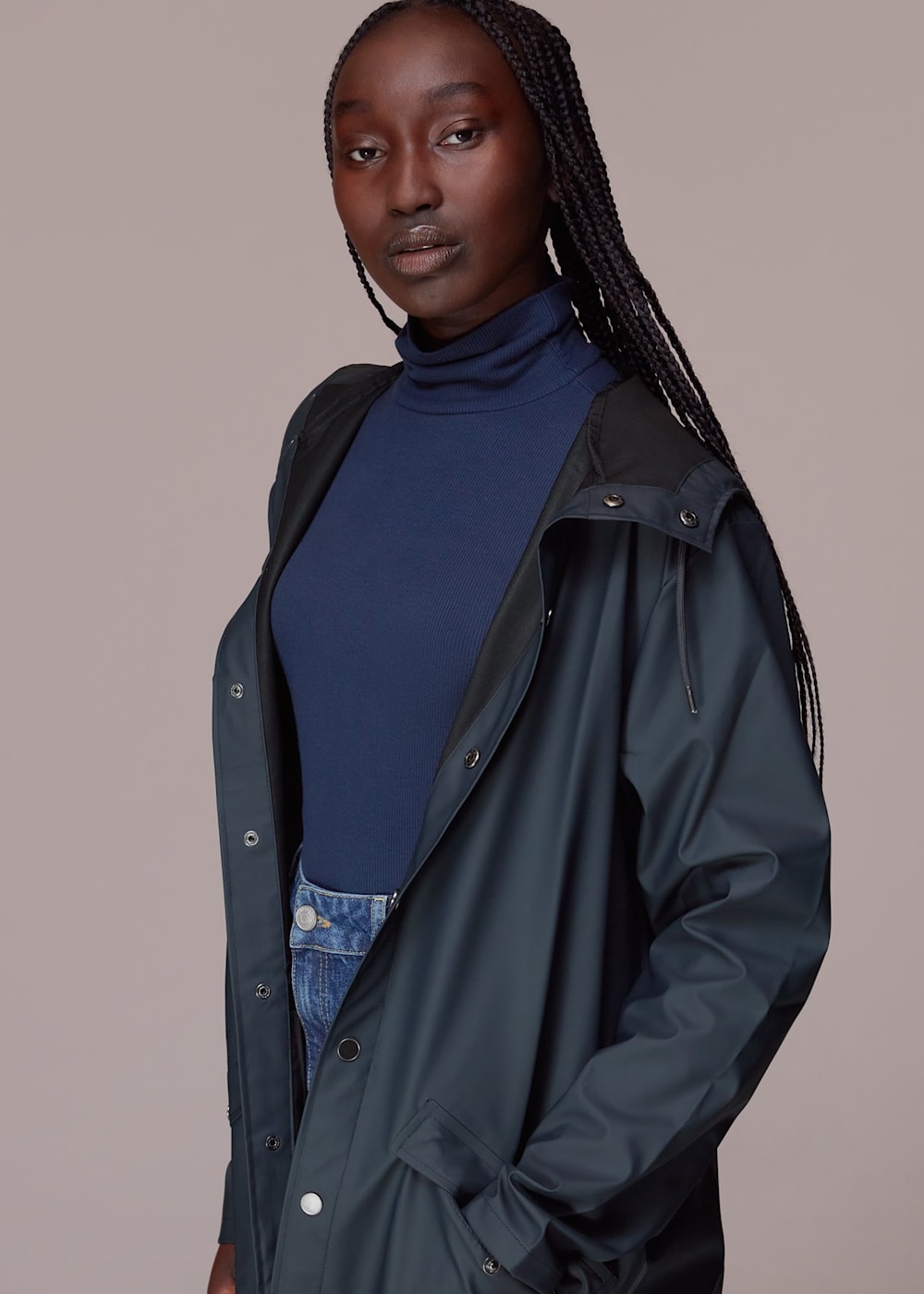Navy Rains Long Jacket WHISTLES Whistles UK