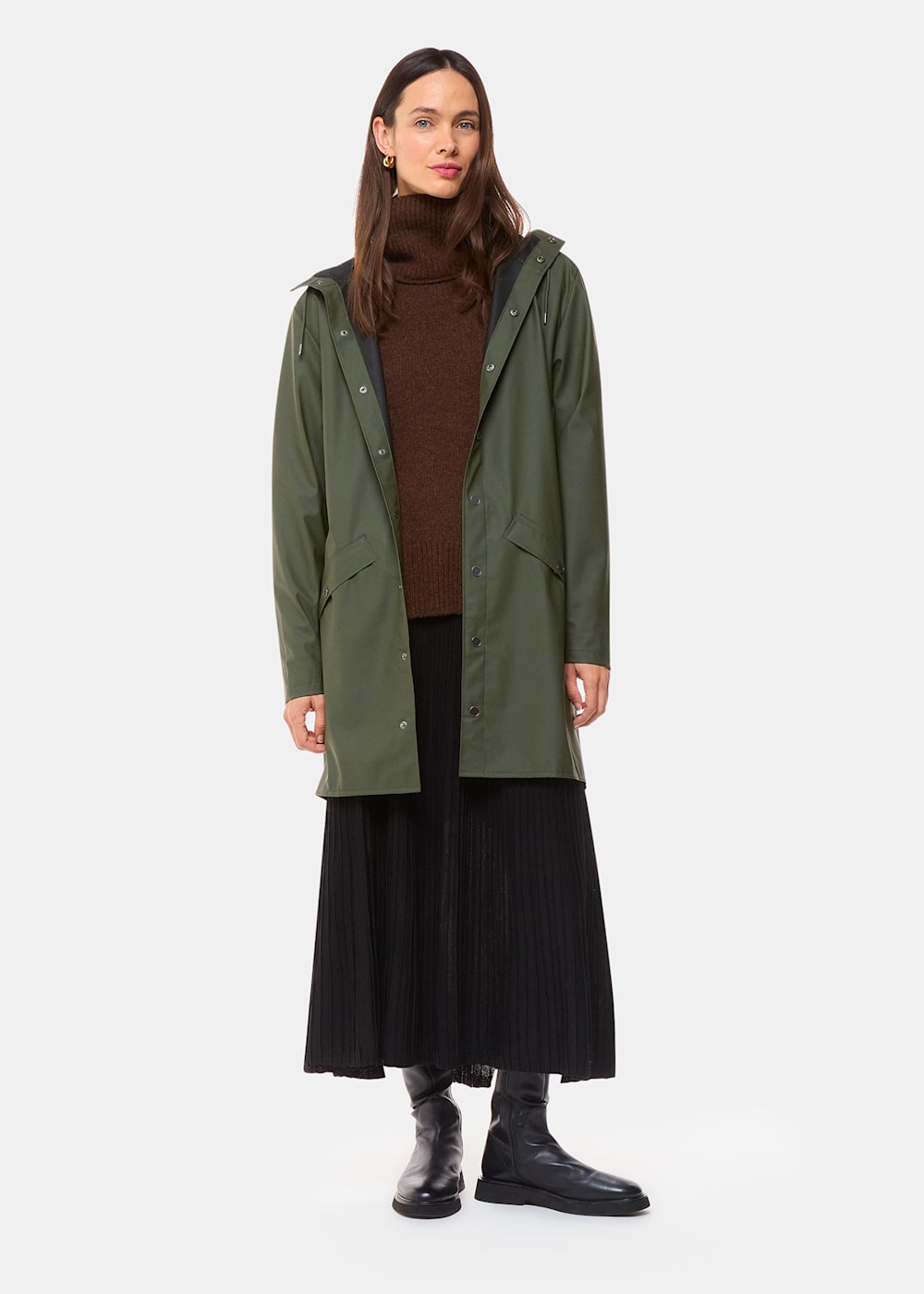 Dark green raincoat sales
