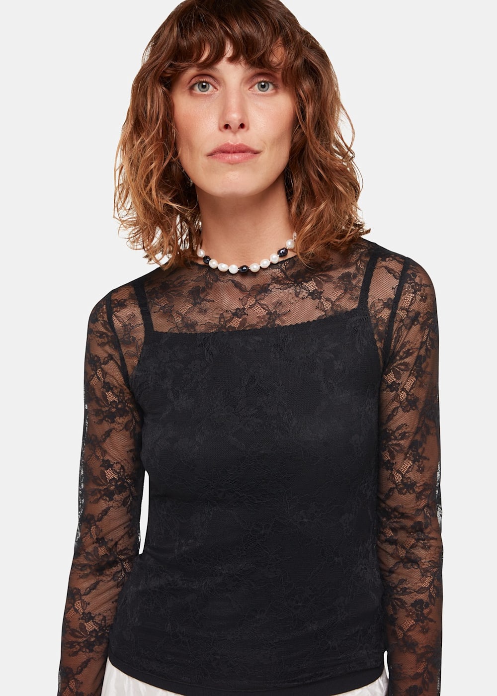 Black Hai Agneta Lace Top WHISTLES Whistles UK