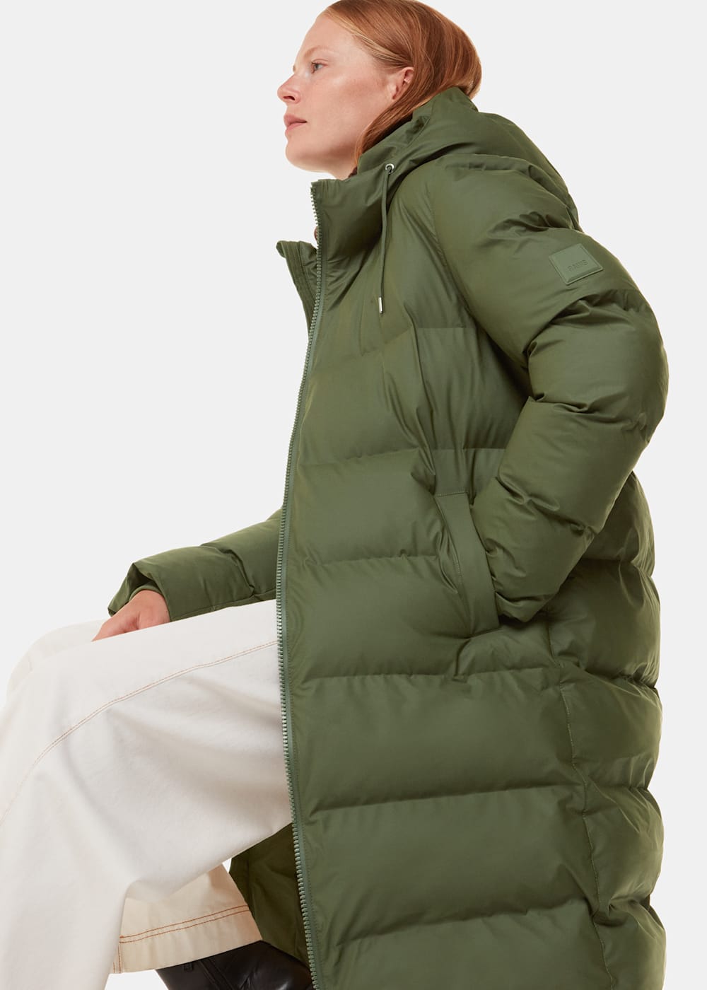 Rains long puffer jacket best sale