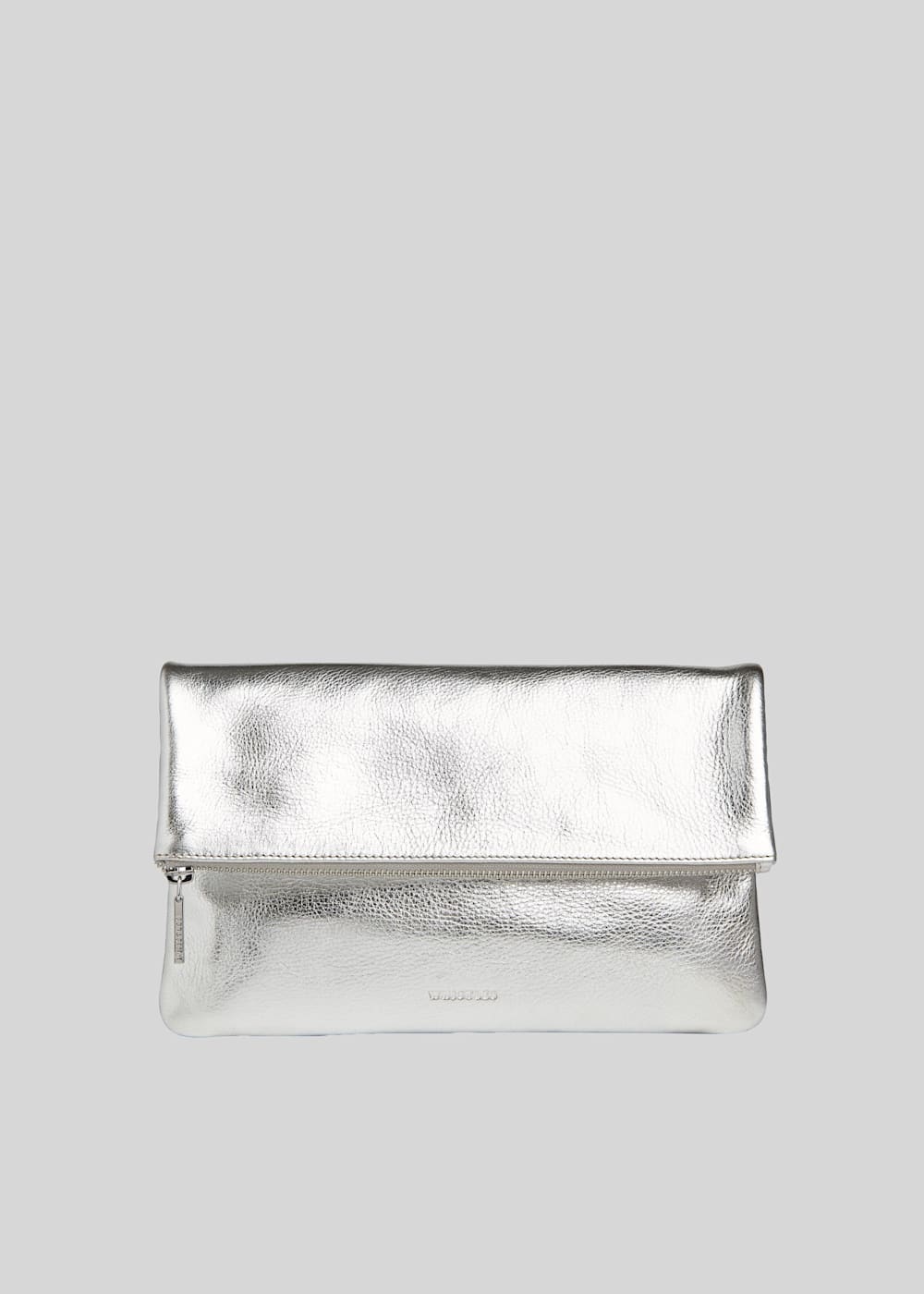 Silver fold over clutch bag 2025