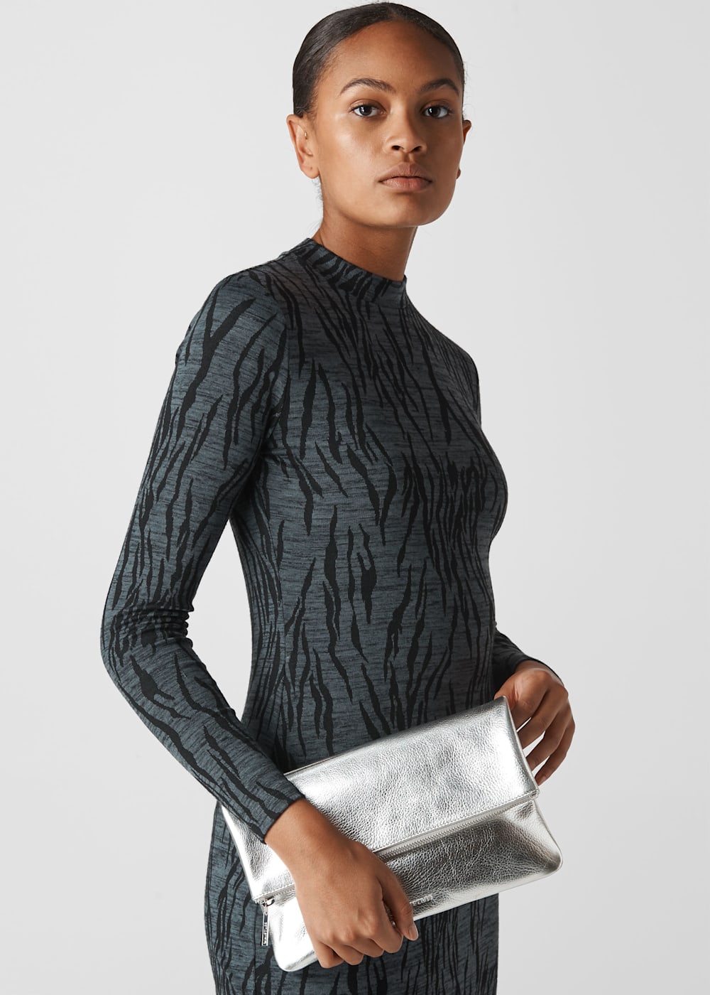 Black foldover clutch sales