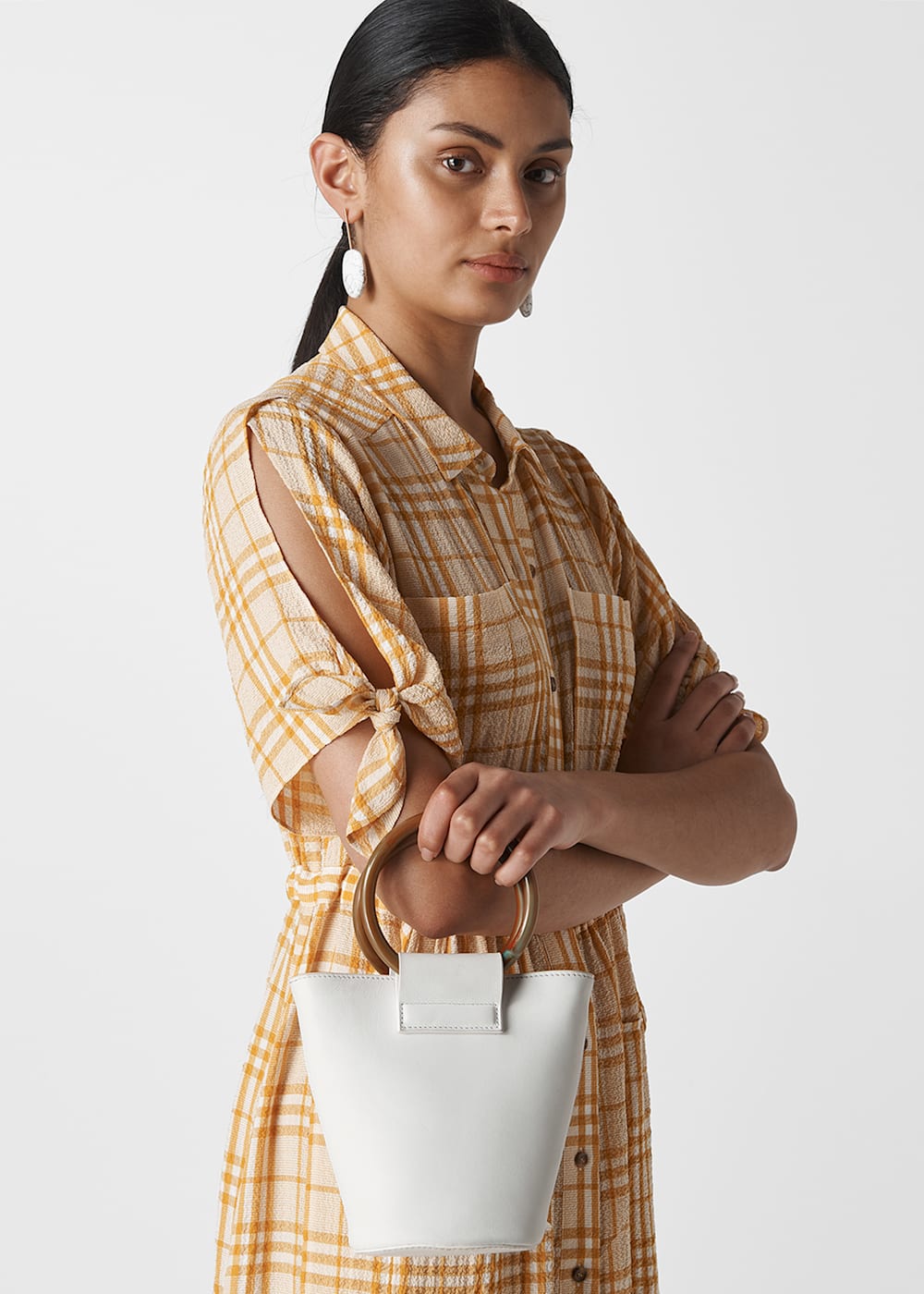 White Emily Mini Resin Handle Bag WHISTLES Whistles UK