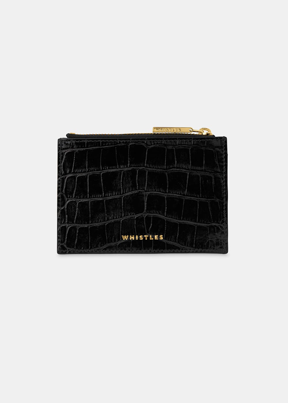 Whistles Black Shiny Croc Coin Purse Whistles Black Shiny Croc Coin Purse