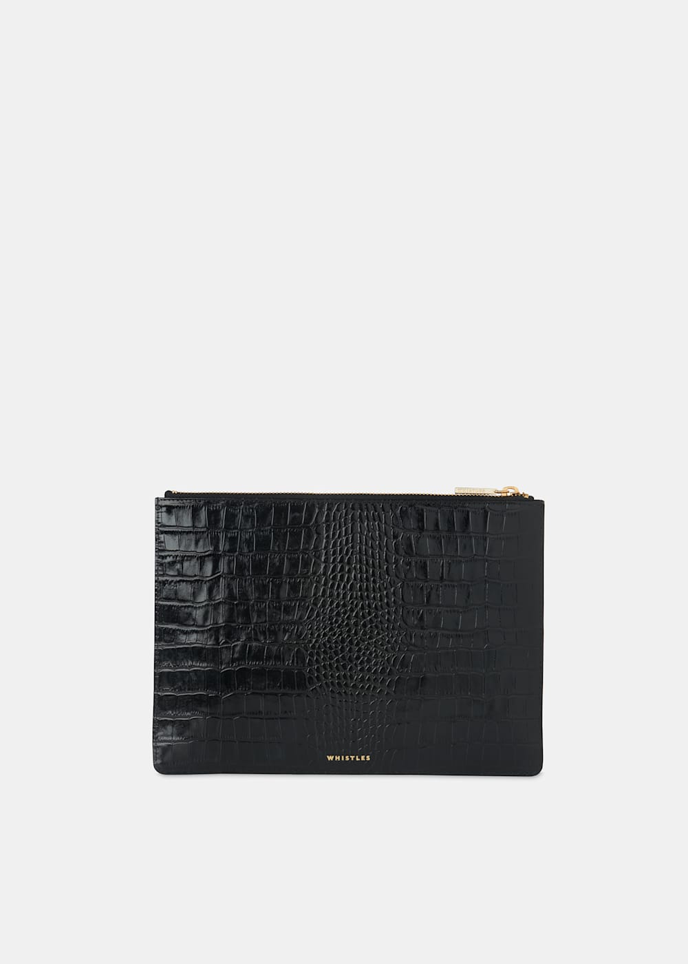 Black croc clutch bag hotsell