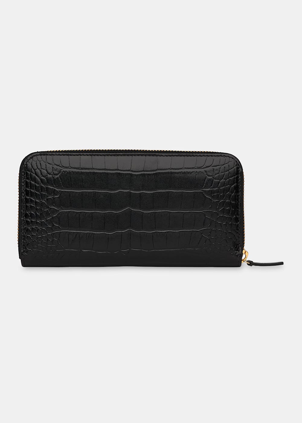Black Shiny Croc Long Purse