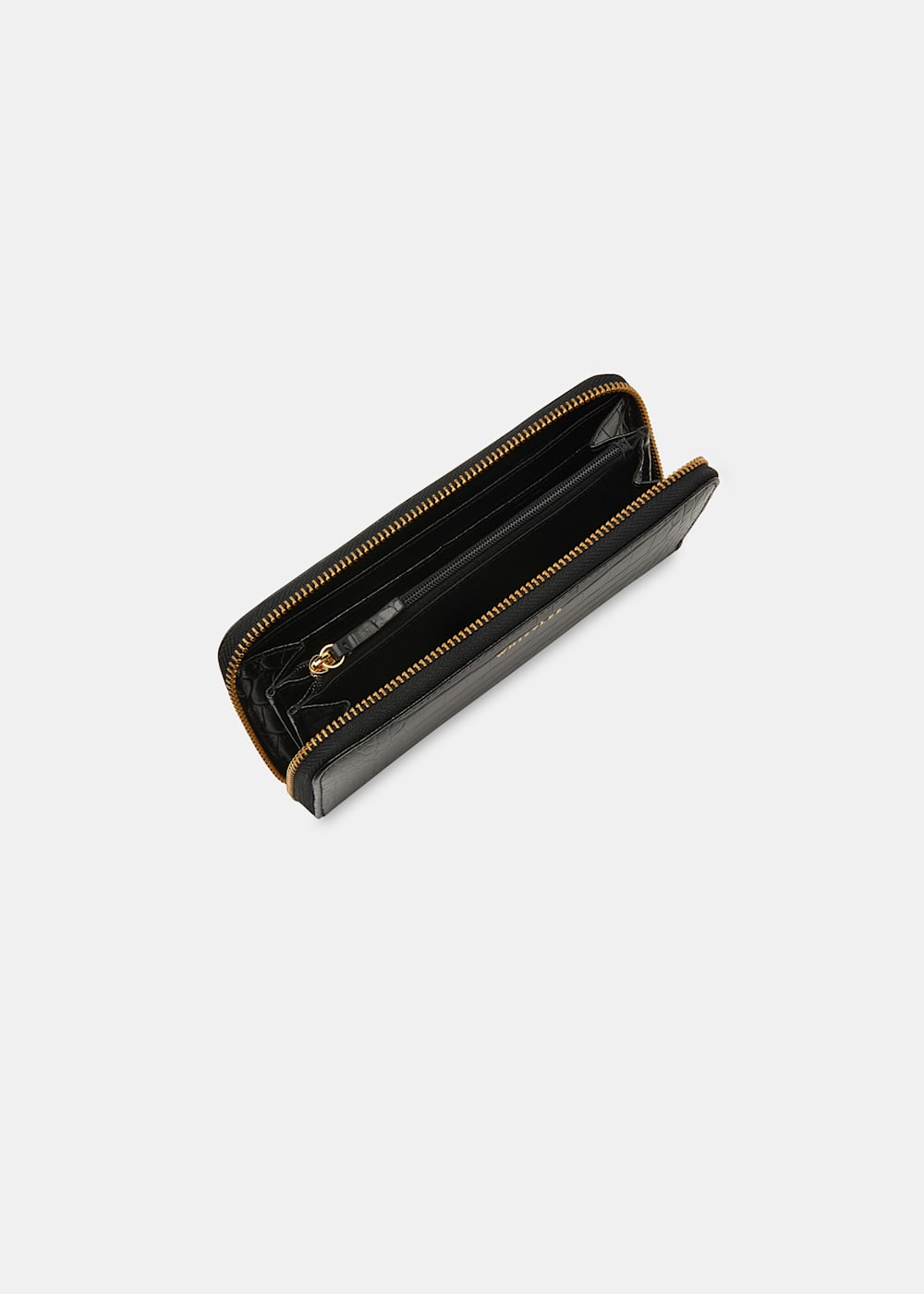 Black Shiny Croc Long Purse
