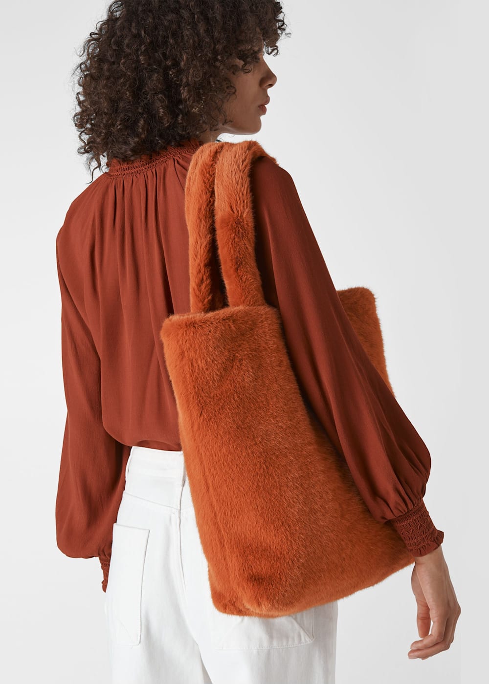 Brown Hattie Faux Fur Tote WHISTLES Whistles UK