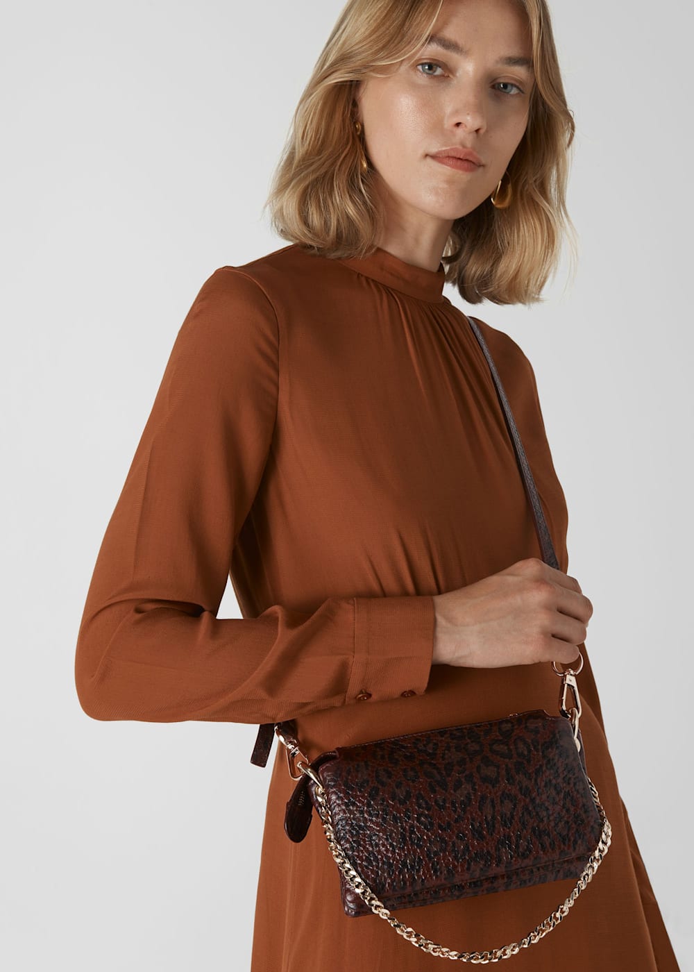 Burgundy Hatton Leopard Chain Bag WHISTLES Whistles US