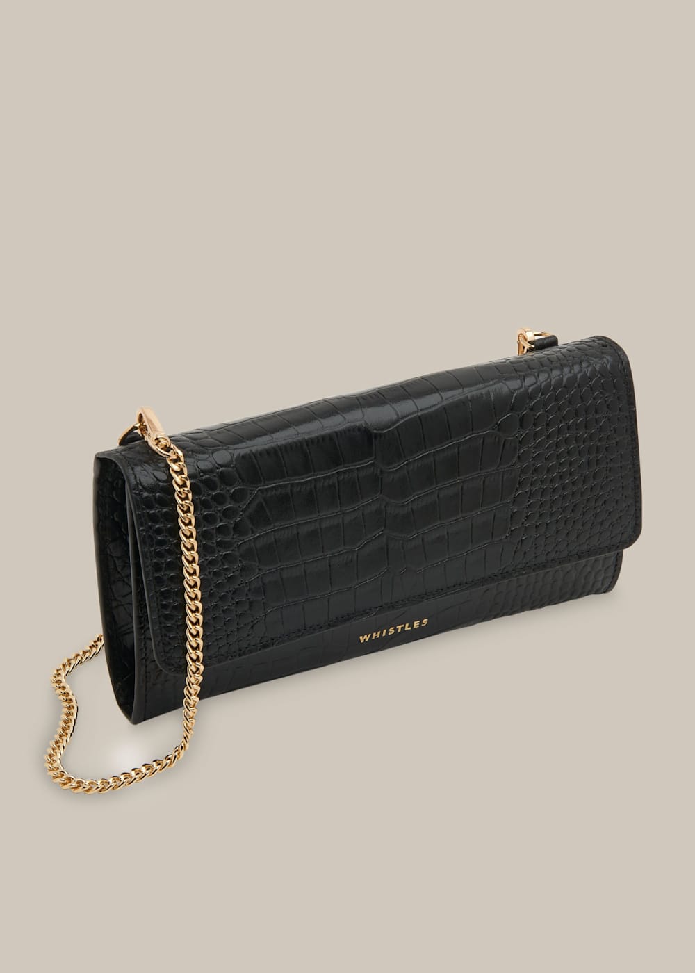Black Tilly Shiny Croc Chain Purse WHISTLES Whistles US