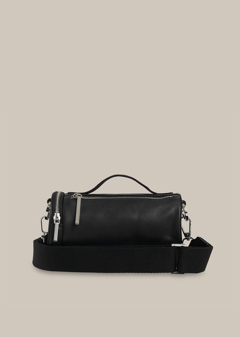 Black barrel handbag best sale
