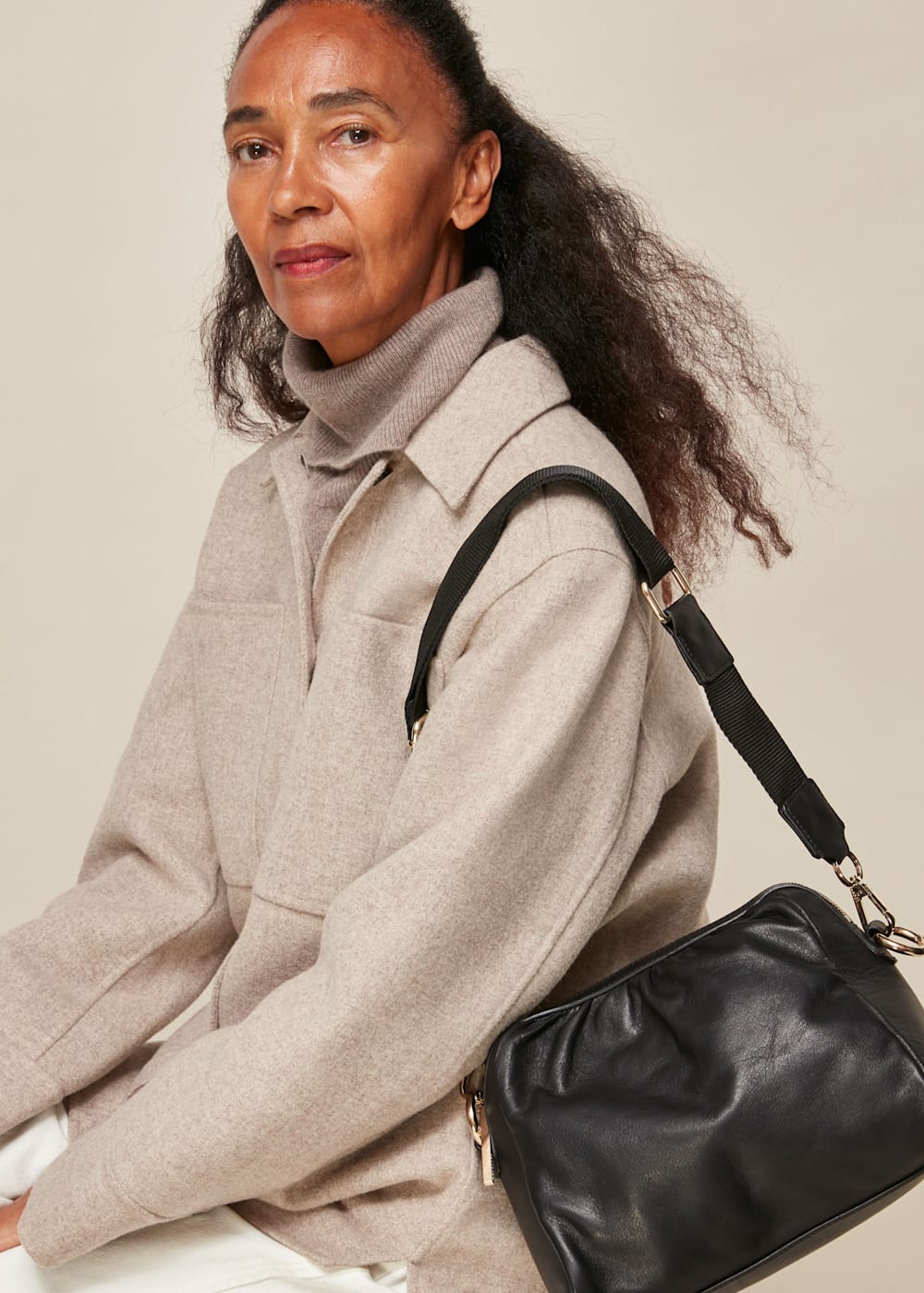 Black Leonie Gathered Shoulder Bag WHISTLES Whistles US