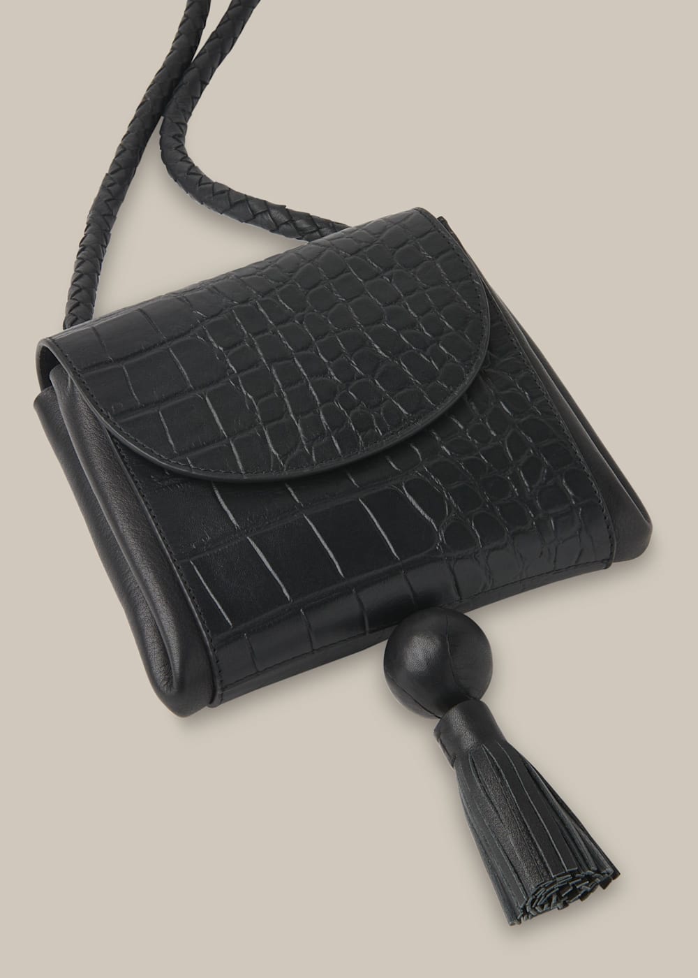 Black Arden Croc Tassel Bag WHISTLES Whistles UK