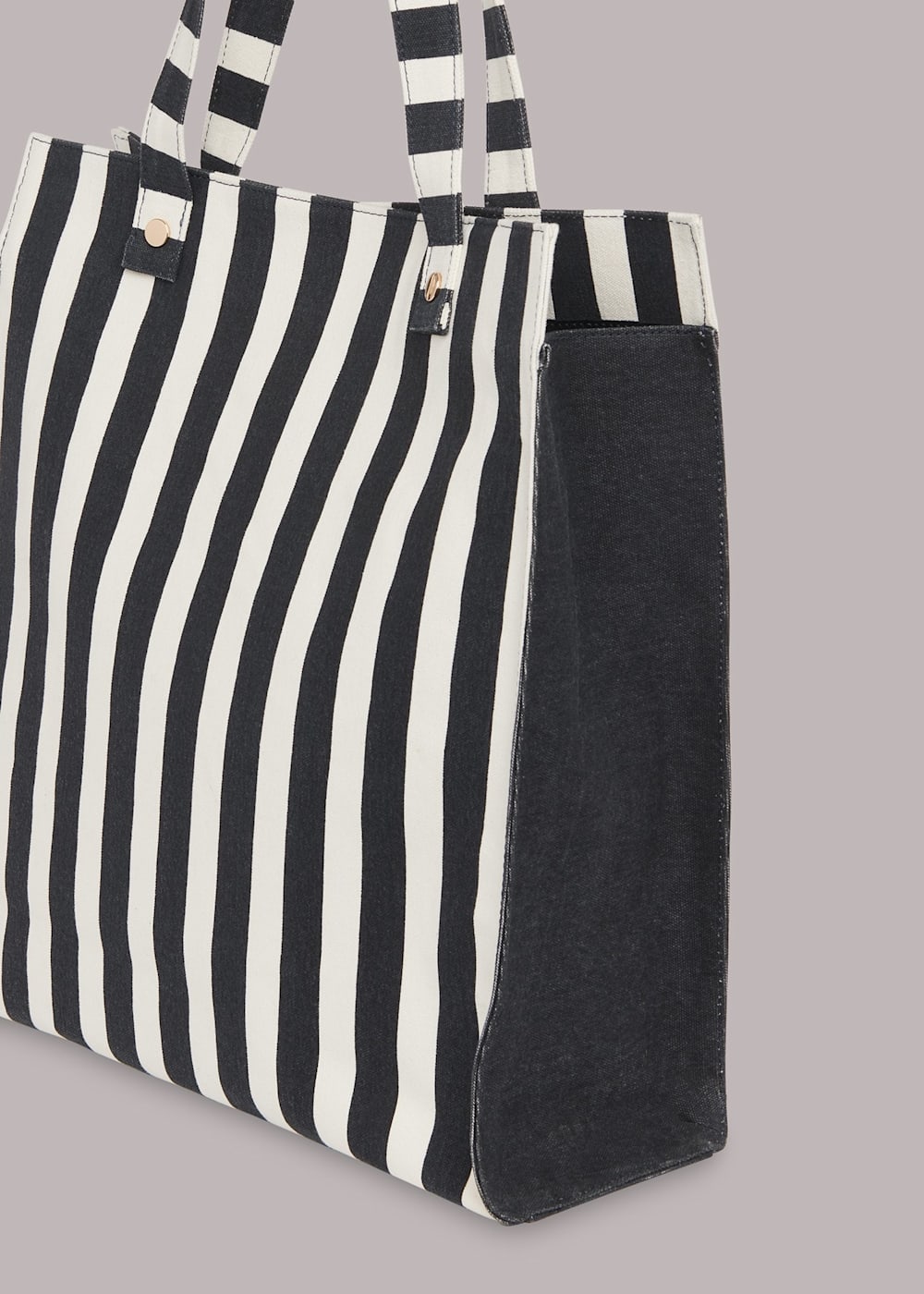 Black and white striped canvas tote online