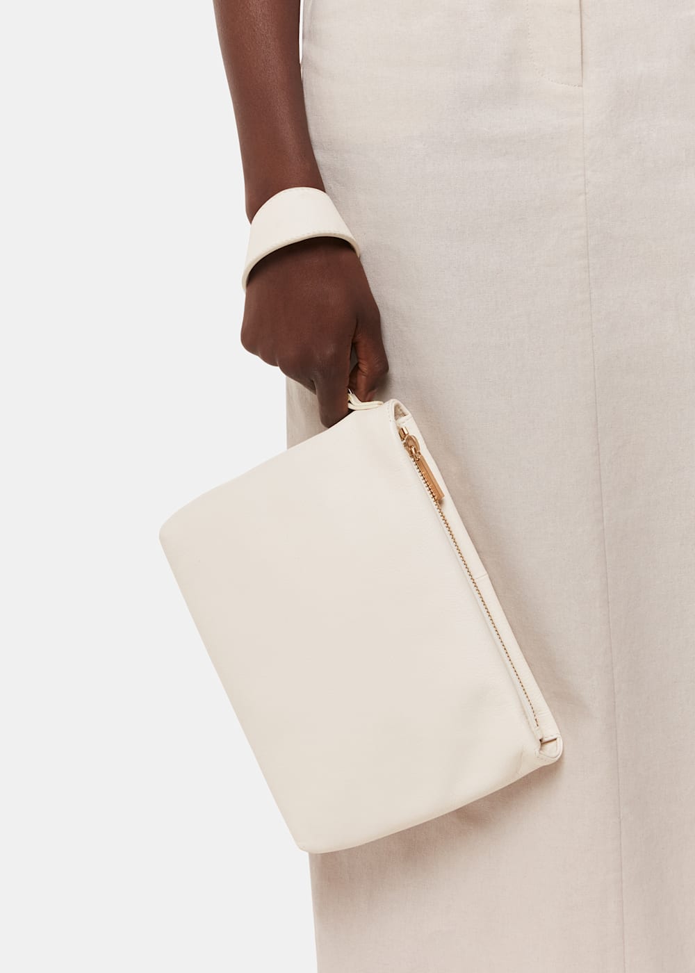 Ivory Avah Zip Top Clutch WHISTLES Whistles UK