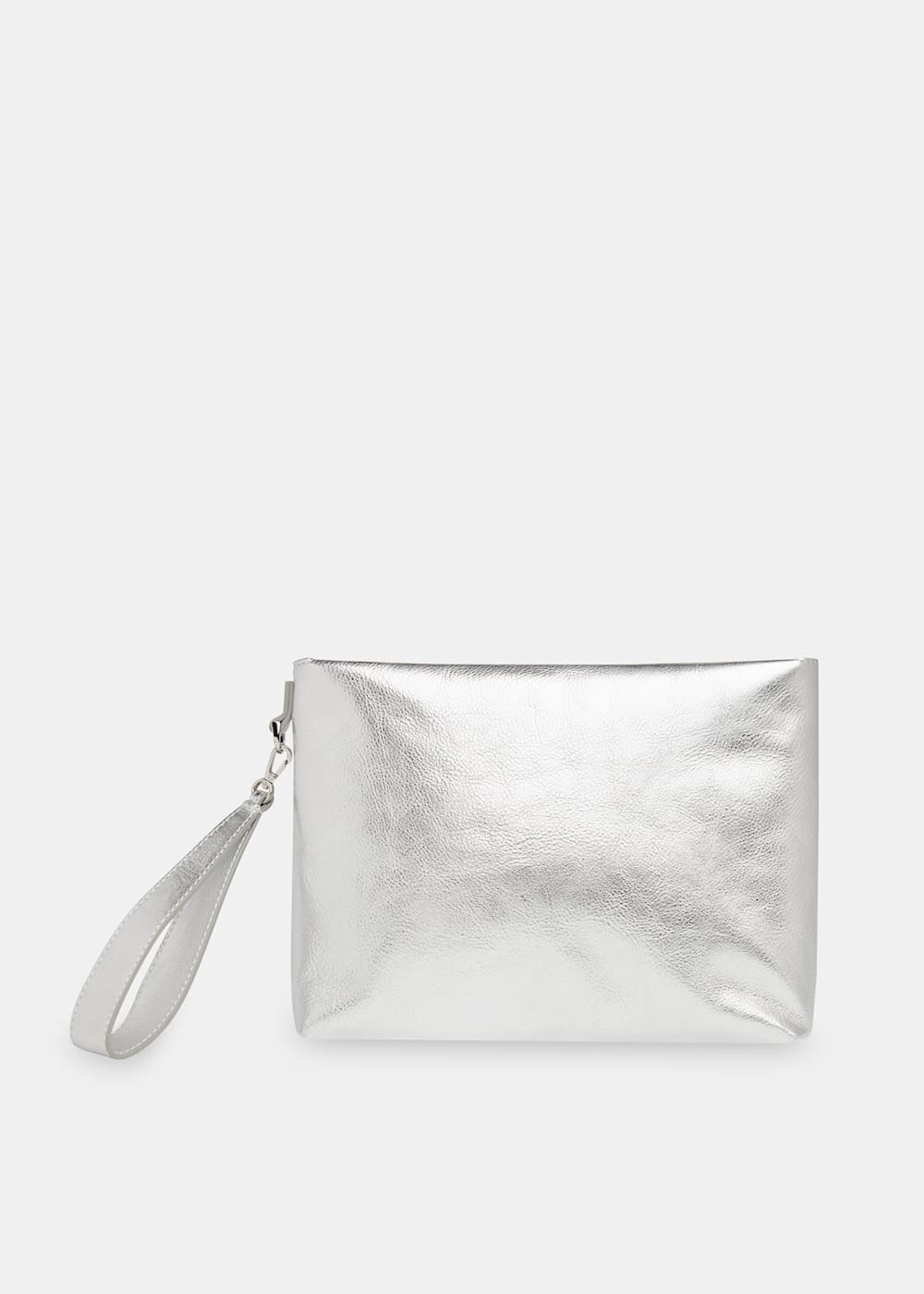 Silver Avah Zip Top Clutch WHISTLES Whistles UK