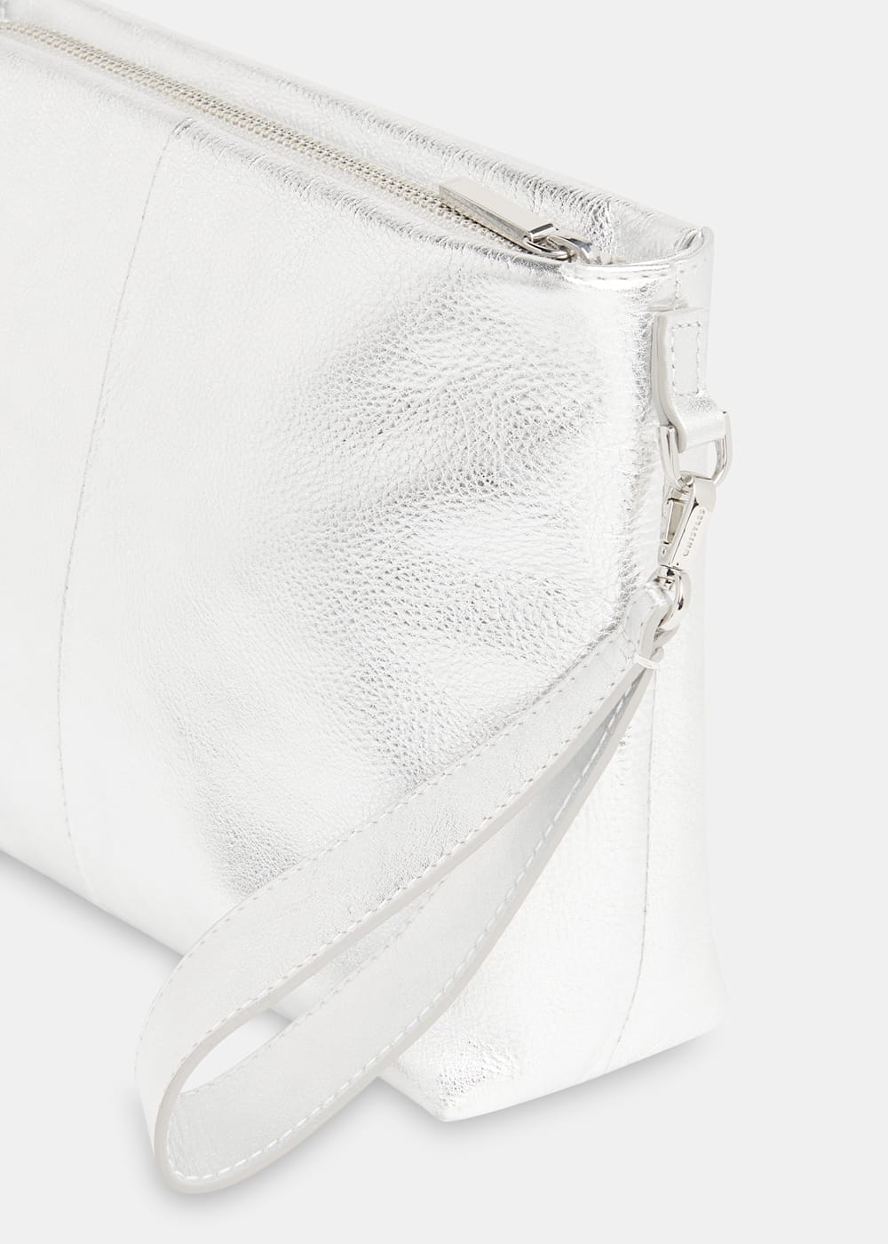 Silver Avah Zip Top Clutch WHISTLES Whistles UK