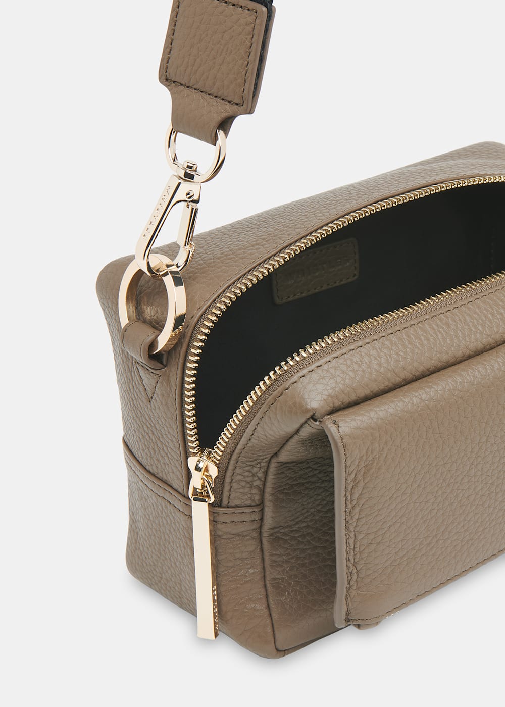 Bibi Khaki Leather Crossbody Bag With Strap Whistles Whistles UK