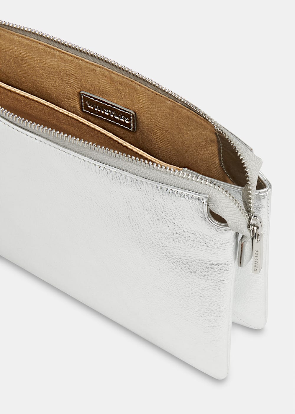 Silver Elita Double Pouch Clutch WHISTLES Whistles UK