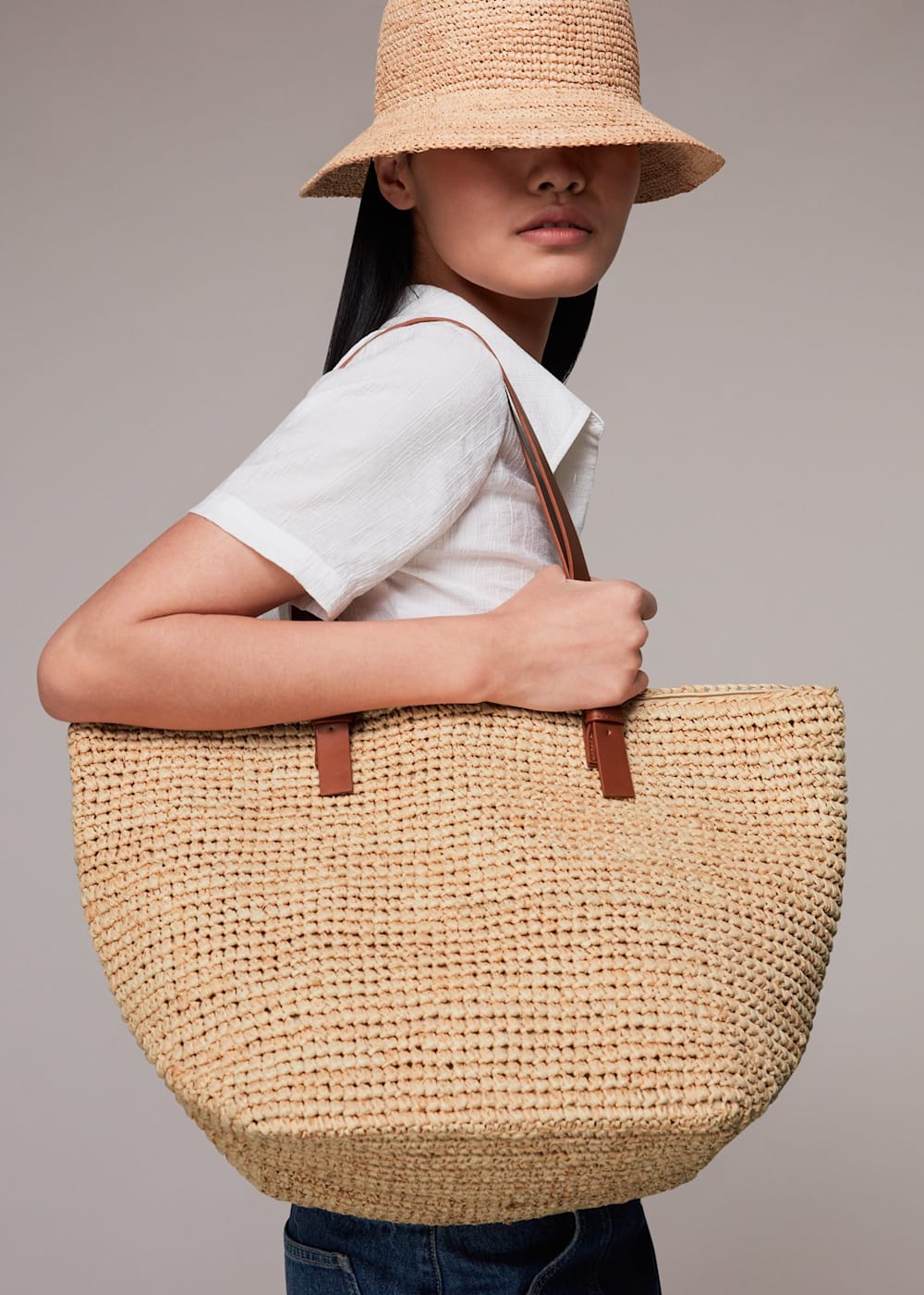 Whistles straw bag hotsell