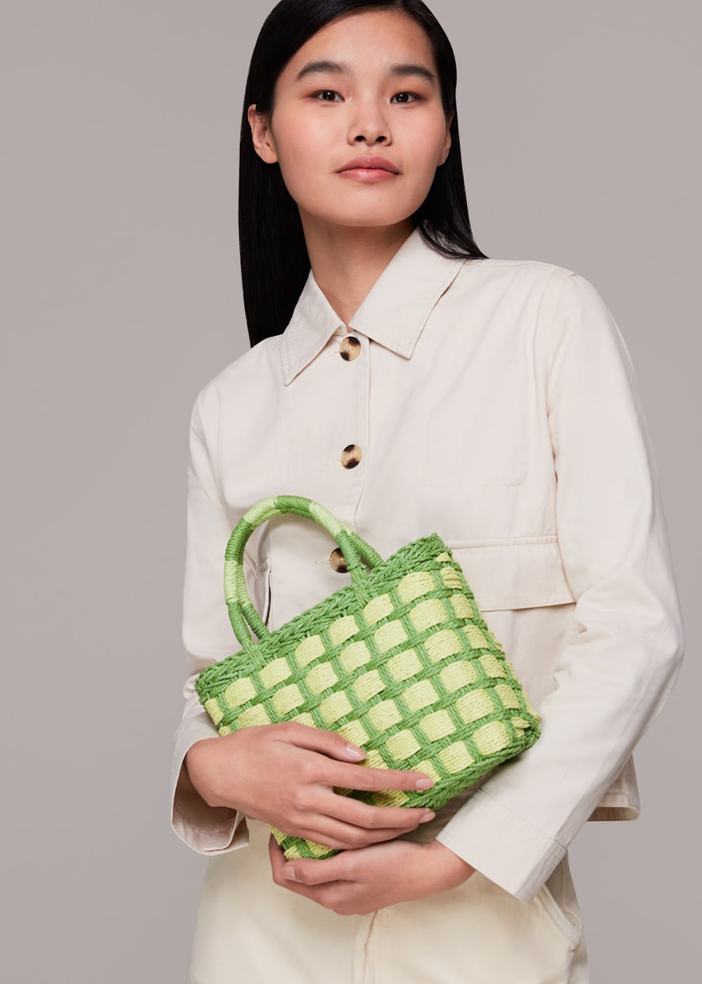 Green Tillie Mini Checkboard Tote