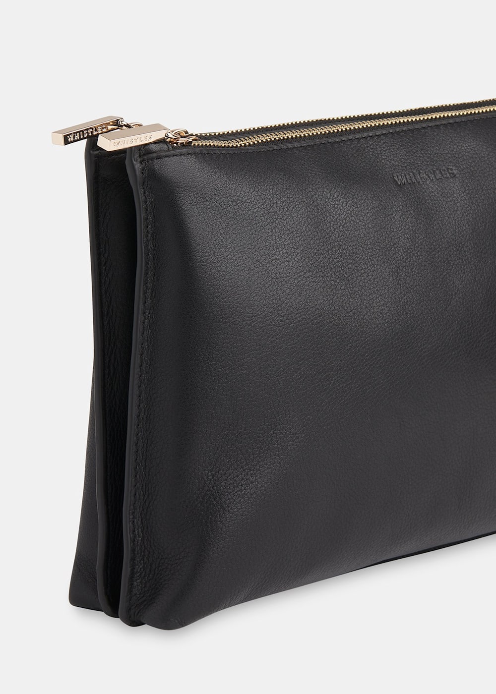 Black Rae Flat Double Pouch Clutch WHISTLES Whistles UK