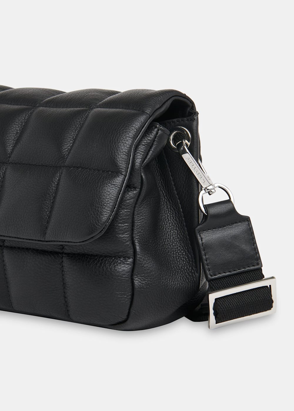 Black leather quilted crossbody bag top